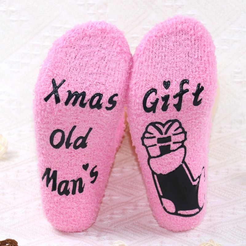 Calzini da donna popolari calzini natalizi in velluto corallo calzini da pavimento ispessiti colla antiscivolo calzini regalo di Natale_voghion.com