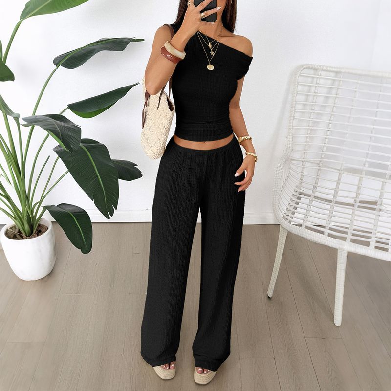 Diyun Casual Vacation Vest Wide-Leg Pants Two-Piece Set Women's Fashion 2025 Spring Summer_voghion.com