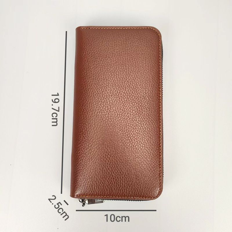 Premium PU Leather Long Zip Wallet For Men – Slim RFID Blocking Billfold With Multiple Card Slots & Phone Pocket, (Black, Dark Brown, Light Brown)_voghion.com