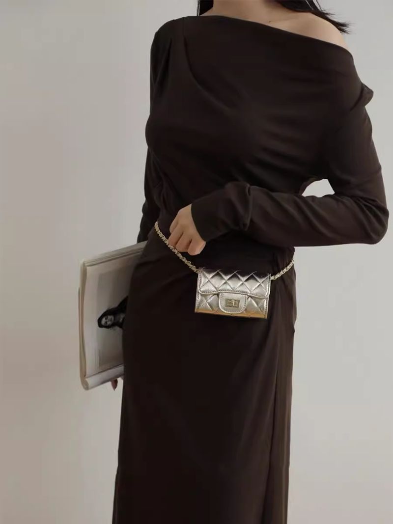 Borsa a tracolla mini leggera e di lusso da donna con tracolla a catena, piccola borsa a tracolla in PU per l'uso quotidiano, pochette argentata alla moda_voghion.com