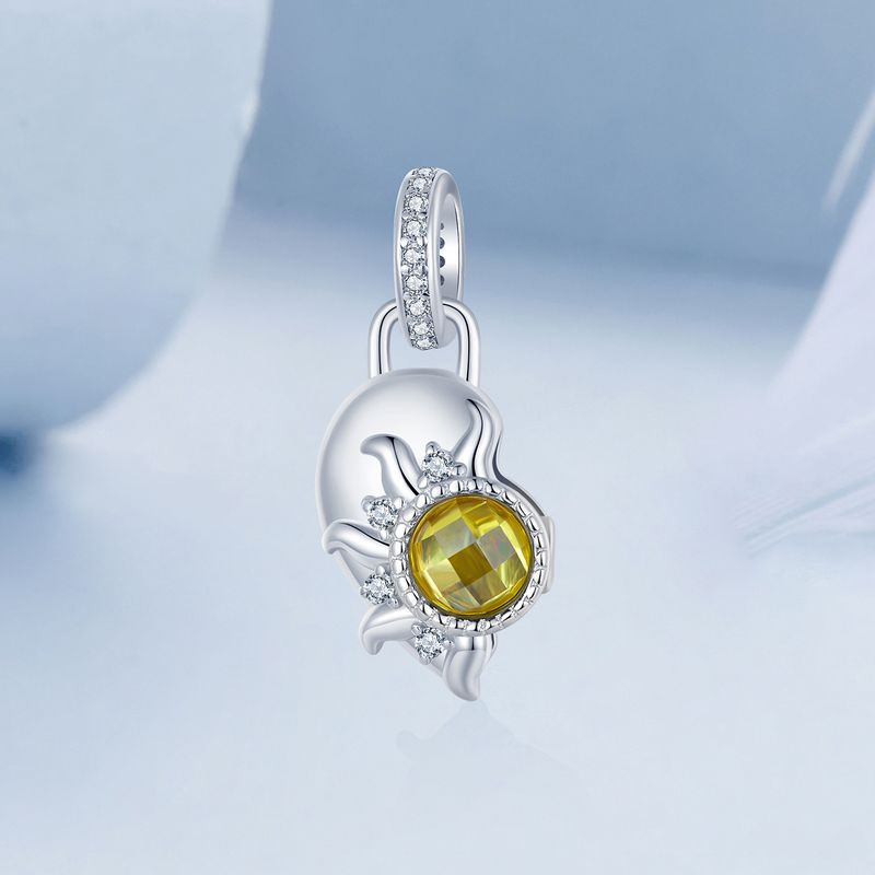 Zon en Maan Hart Hanger Charm Sterling Zilveren Charm_voghion.com