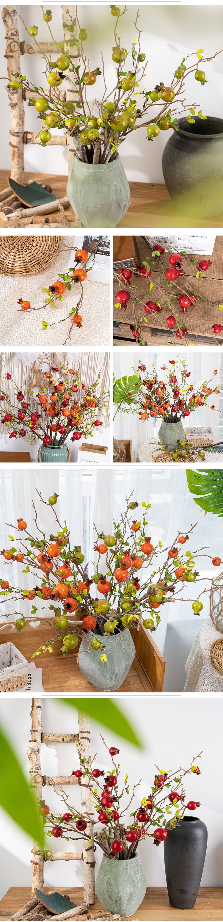 Simulation fruit grenade branche sèche fruit simulation fleur fabricant décoration de la maison route plomb fleur mur fleur artificielle MW10884_voghion.com