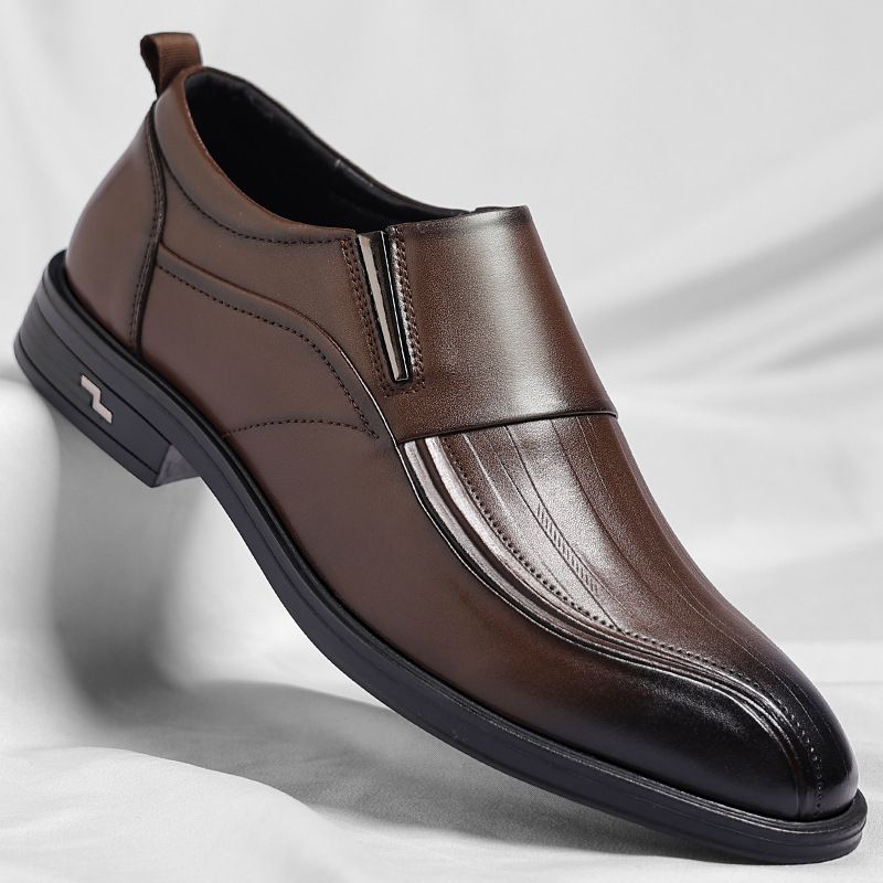 2025d Spring Autumn Business Formal Korean Style Slip-On Leather Casual Men's Wedding Shoes_voghion.com