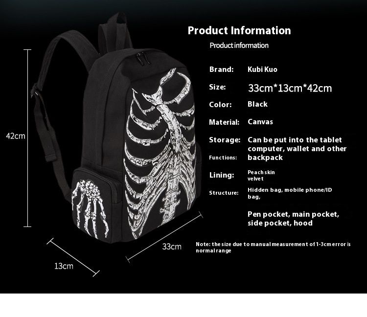 New Canvas Bag Halloween Funny Skull Backpack Hooded Personalized Printed Backpack_voghion.com