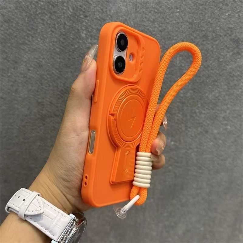 Coque de téléphone avec support rotatif gris titane pour iPhone 15 Pro Max 14 pouces, couverture complète, antichoc, dragonne, 13 pouces_voghion.com