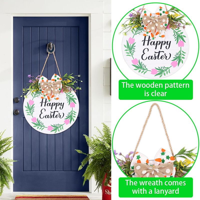 Neu Ostern Dekoration Holz Zeichen Tür Hängen Urlaub Partei Hause Wand Dekoration Wand Hängen Kaninchen Ei Bogen_voghion.com