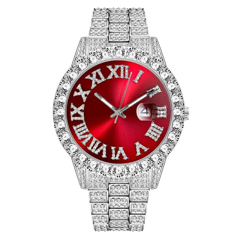 Business Dial Diamonds Sparkling Steel Strip Calendar Waterproof Quartz Watch For Giving to Man _voghion.com