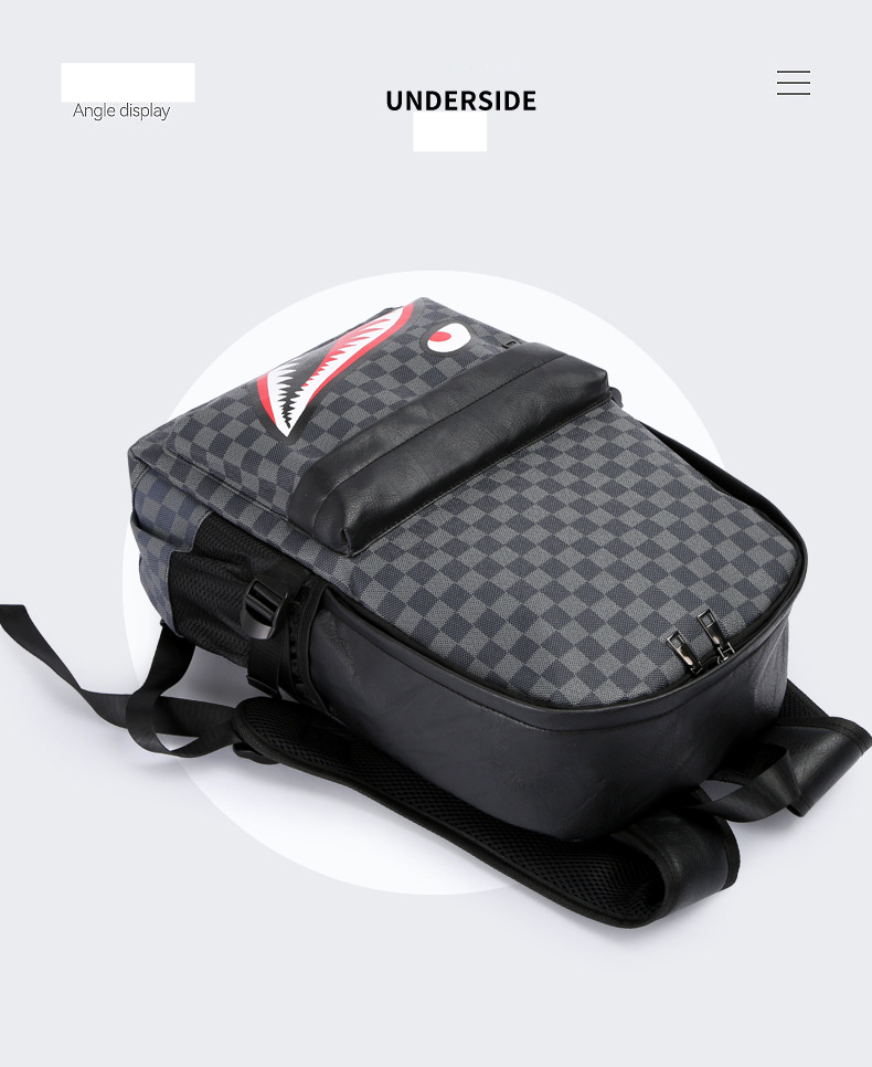 Mochila de viaje a cuadros para hombre, moderna y versátil, de cuero, para la escuela y la computadora._voghion.com