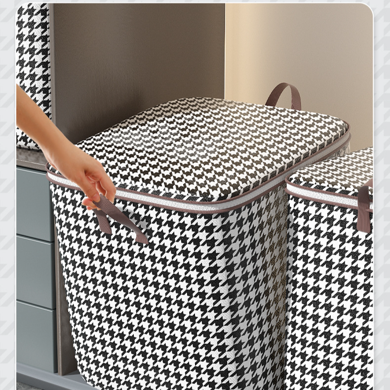 Sacs fonctionnels Sac de rangement pour couette pied-de-poule Boîte de rangement mobile Organisateur de vêtements de grande capacité Sac d'emballage étanche et résistant à l'humidité_voghion.com