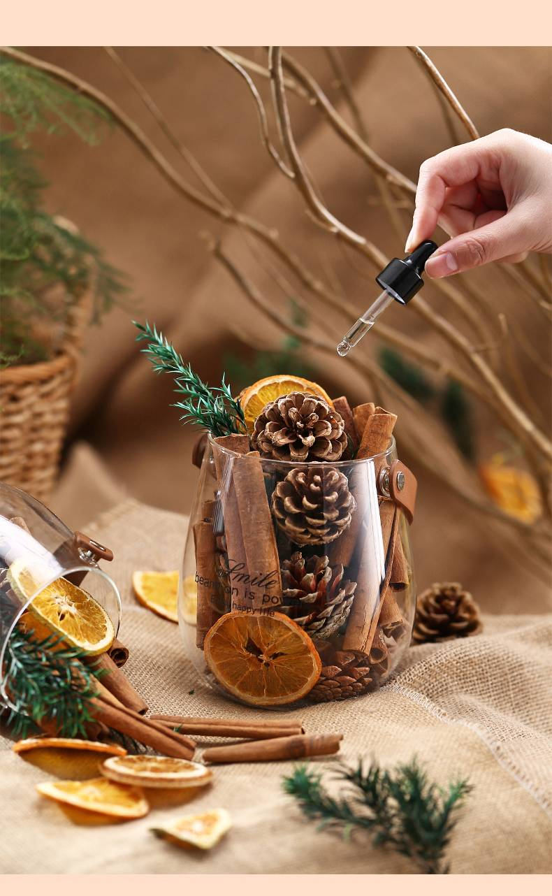 Tragbares, flammenloses, duftendes Zimtornament, Diffusor aus getrockneten Blumen und Zitrone, lang anhaltender, reinigender Duftdiffusorbecher im Schlafzimmer_voghion.com