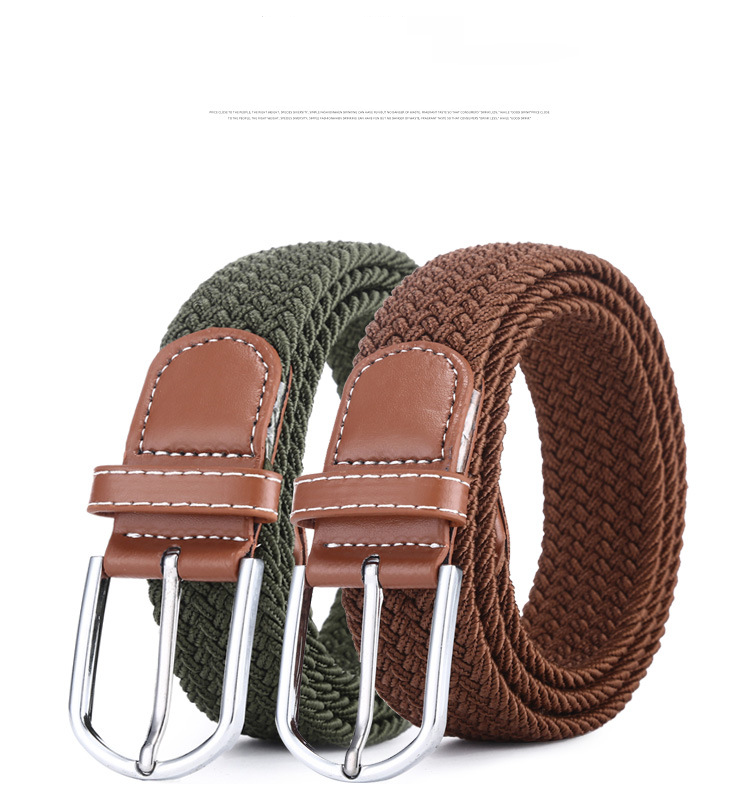 Populära herr- och dambälten Flerfärgade andningsbara vävda elastiska kanvasbälten med nålspänne och elastiskt casualbyxbälte_voghion.com