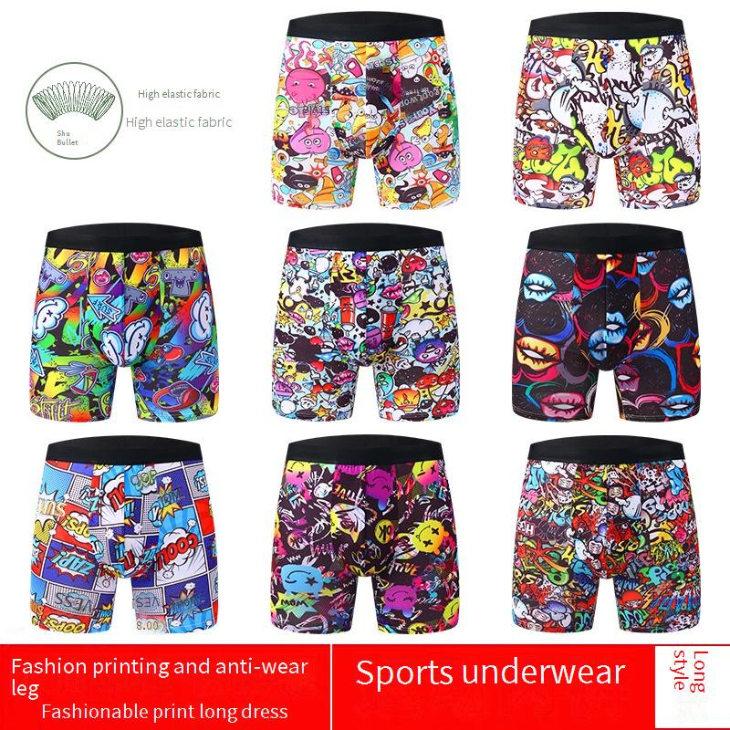 Lenjerie intimă bărbătească, colorat, imprimat, cu picioare lungi, boxeri pentru bărbați, sport, rezistenți la uzură, boxeri extinși_voghion.com