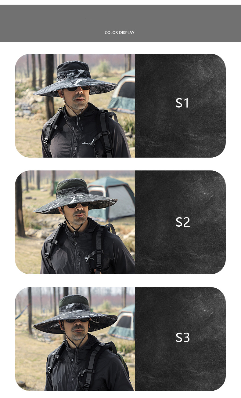 Cappello da sole a tesa larga da uomo con protezione UPF 50+ - Cappello estivo per pesca e attività all'aperto_voghion.com