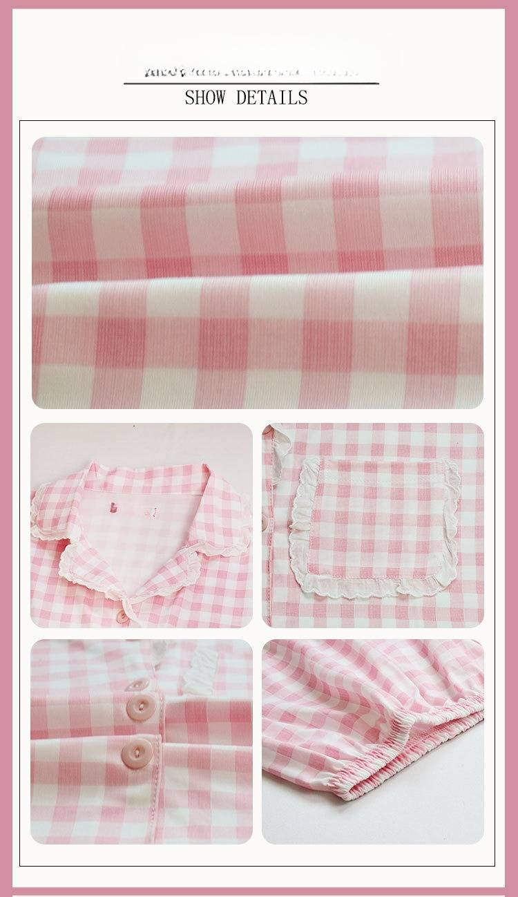 Ensemble de pyjama 2 pièces pour femme, short à carreaux, pyjama d'été pour femme, vêtements de nuit, tenues pour femmes, ensembles de pyjamas_voghion.com