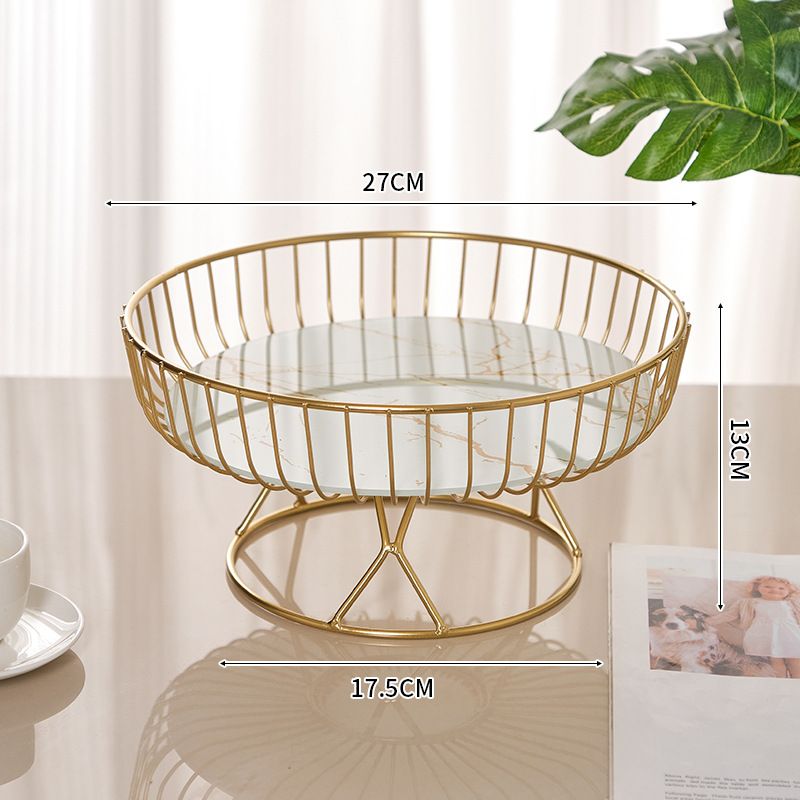 Elegant Metal Fruit Bowl – High-Foot Round Serving Tray For Fruits, Snacks & Home Decor (Gold/Black, Small & Large Sizes)_voghion.com