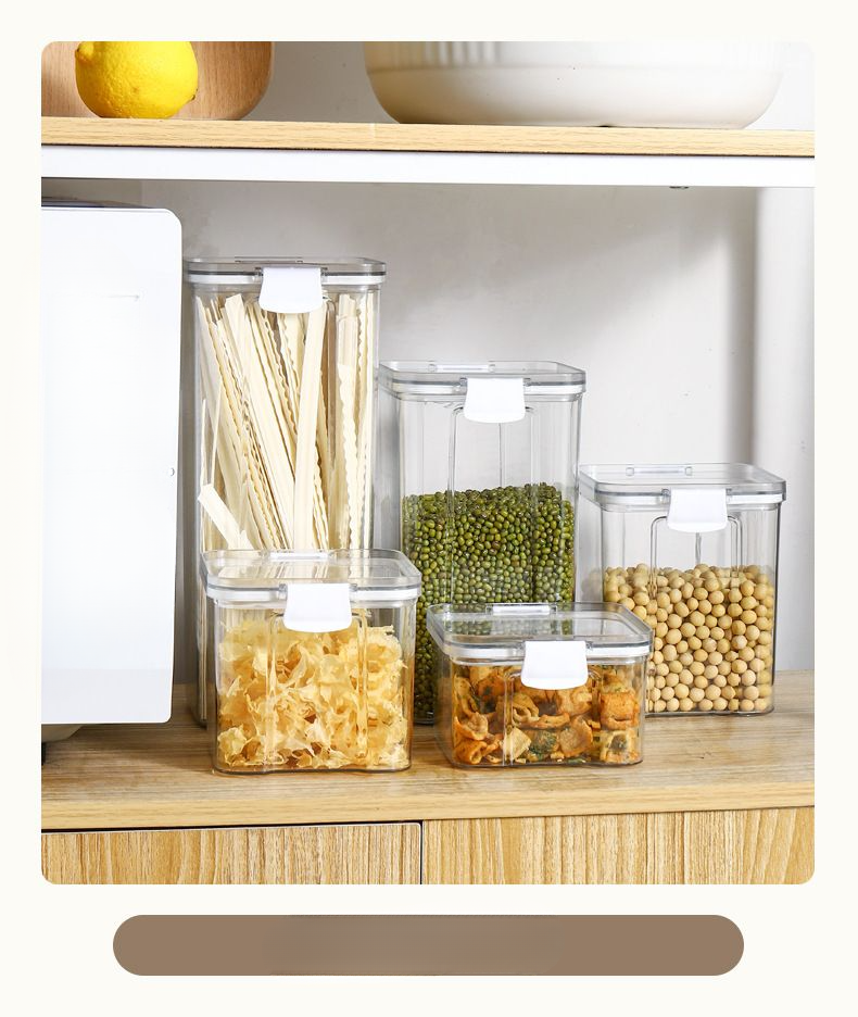 Sealed Food-Grade Container Kitchen Transparent Plastic Jar Grain Storage Box_voghion.com