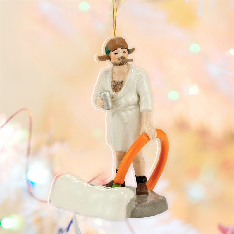 Auffälliger Weihnachts-Hängeanhänger mit Umhängeband, Acryl-Weihnachtsferiendorf-Ornament, Partyzubehör_voghion.com