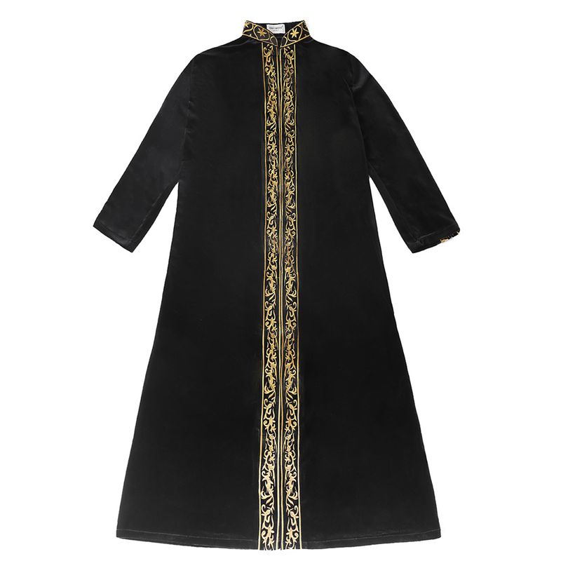 Caftán musulmán para hombre, cuello alto, bordado, thobe de Ramadán con mangas largas, túnica islámica, caftán, thawb, Dubái._voghion.com