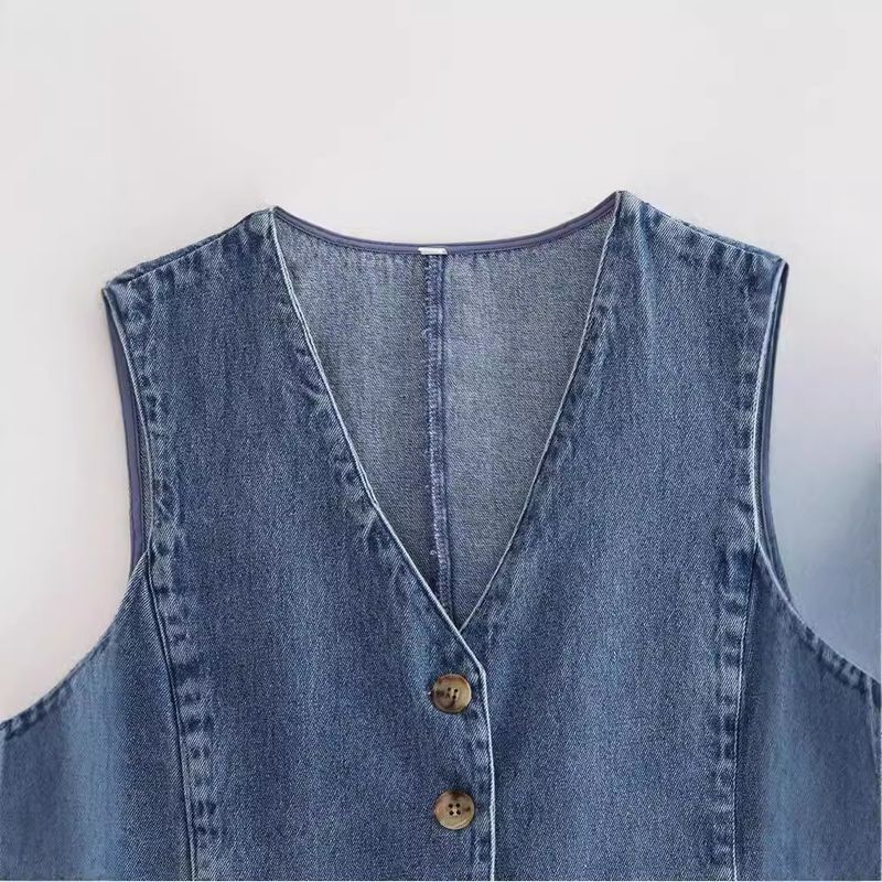 Zatrax2025 Neue Damenmode Ärmellose Kurze Jeansweste Hohe Taille Rock_voghion.com