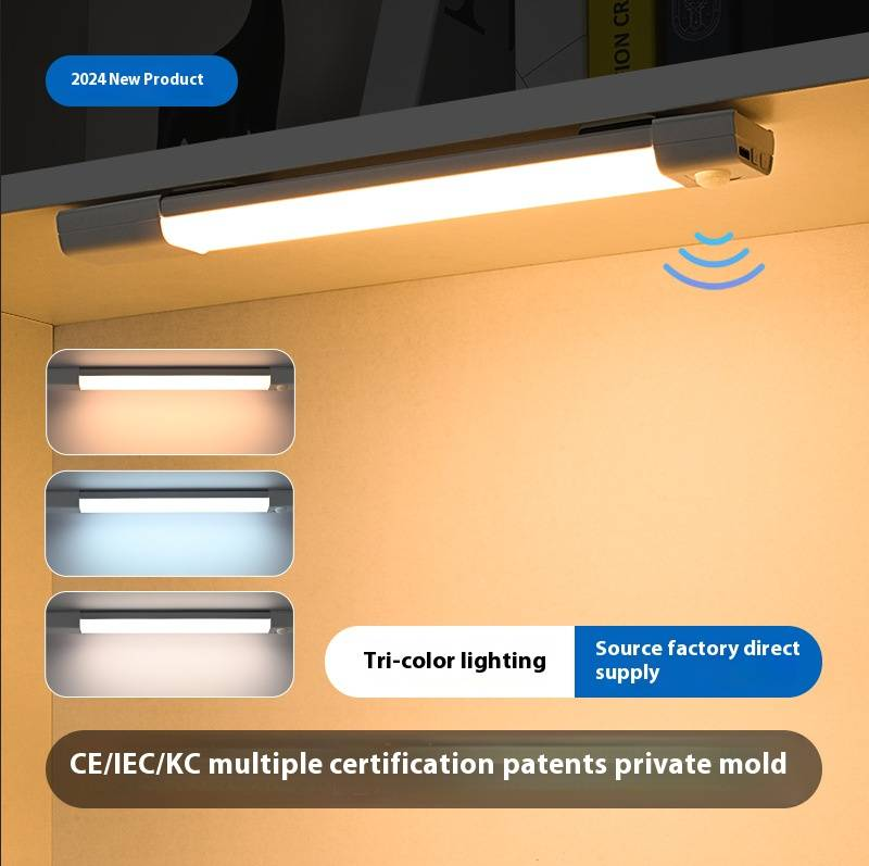 Lichtstrip met menselijke lichaamssensor, intelligente LED-magnetische aantrekkingskracht, geen bedrading nodig, oplaadbare zelfklevende lichtstrip voor keuken en garderobe_voghion.com