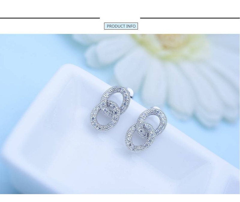 Women's Jewelry Elegant Chain Drop Earrings With Cubic Zirconia, Geometric Design, Hypoallergenic Copper, Rhodium Plated For Daily Special Occasions_voghion.com