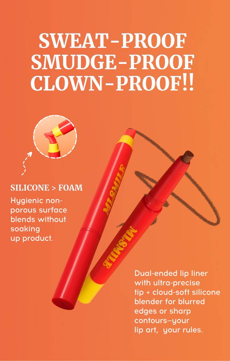 MLSMILE Dual-ended Silicone Lip Liner: Waterproof, Non-staining, Smooth Lip Liner & Lipstick Pen_voghion.com