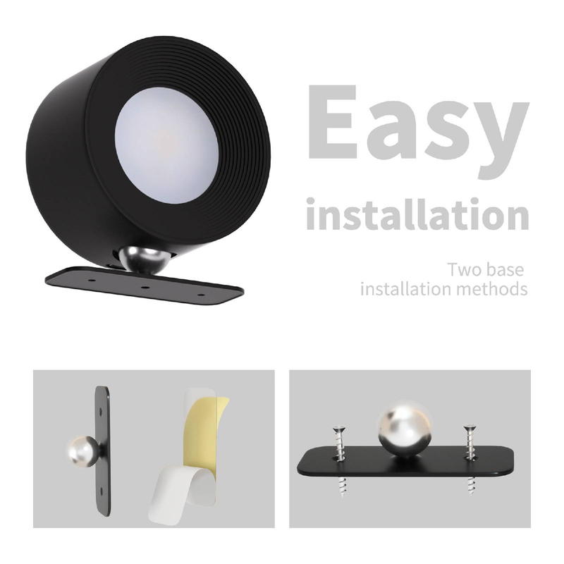 3Inch Touch Switch Wall Light, Rotundity White Case RGB Wireless Rechargeable Under Cabinet Light (Set Of 1)_voghion.com