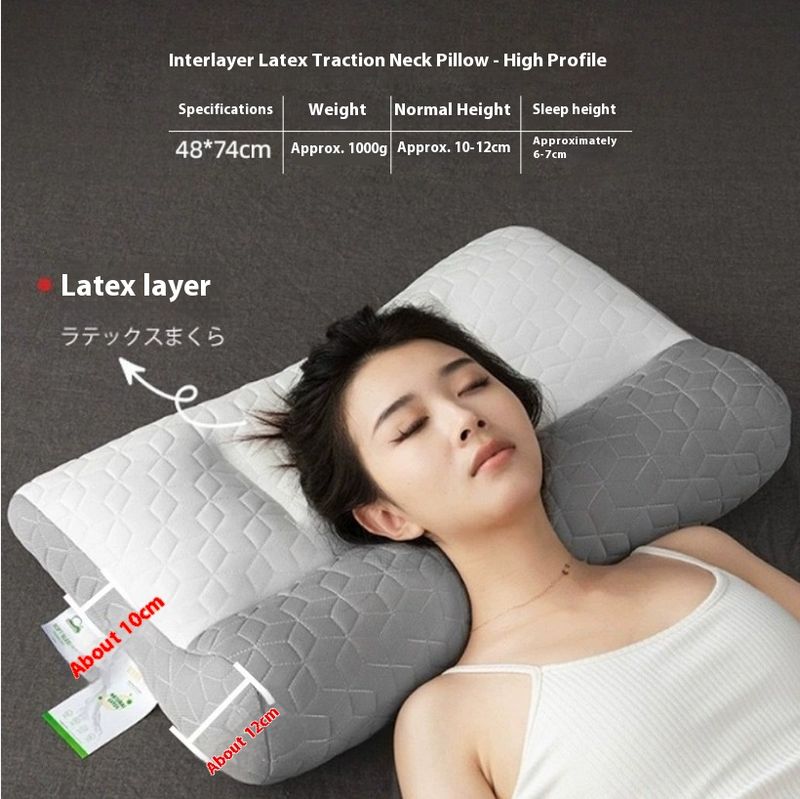 Cuscino ortopedico in memory foam per alleviare il dolore al collo - Cuscino con supporto in fibra di soia traspirante e lattice con altezza regolabile_voghion.com