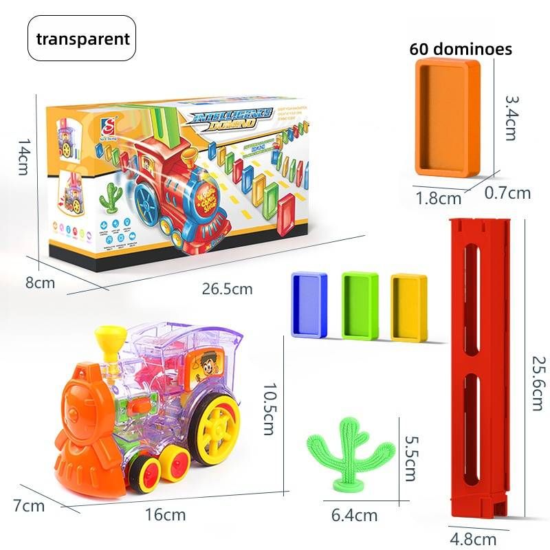 Sesli ve Işıklı Otomatik Domino Tren Oyuncağı, 60/80/120/180/260 Parça, Çocuklar İçin Elektrikli Domino Blok Seti (Mavi/Pembe/Yeşil/Kırmızı/Şeffaf)_voghion.com