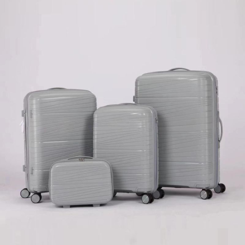 Juego de 4 maletas de polipropileno con cierre de cremallera y ruedas giratorias (13" + 20" + 24" + 28") – Maletas de viaje ligeras y resistentes a los arañazos_voghion.com