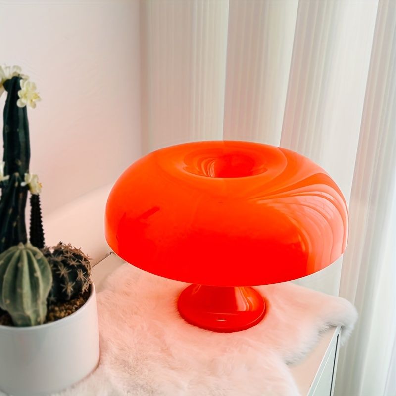 Lámpara de mesa LED naranja estilo seta, 5V, acrílica, 3 colores | Diseño Art Déco | Ideal para sala de estar o dormitorio_voghion.com