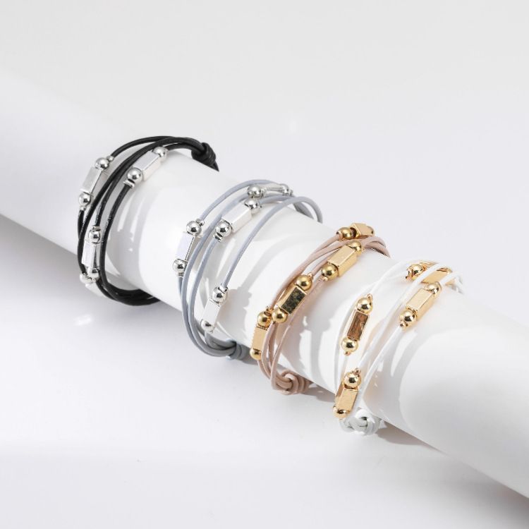 Meerlaagse dunne leren armband Retro persoonlijkheid zomer strand vakantie stijl eenvoudige casual armband_voghion.com