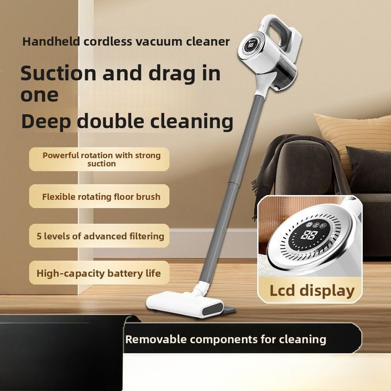 Wireless Vacuum Cleaner Household Super Strong Suction Suction Mopping All-in-one Machine High Power Handheld To Remove Pet Cat Hair_voghion.com