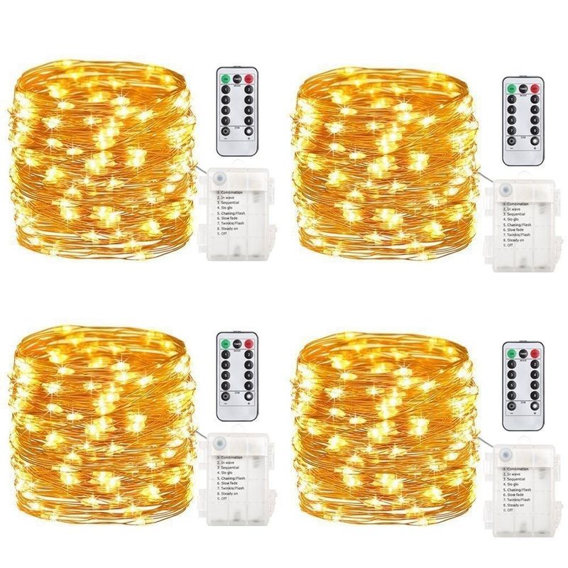 Waterproof Outdoor LED String Lights With Remote Control - 8 Modes, Battery Operated, IP65 Rated For Camping, Garden, Party Decor_voghion.com