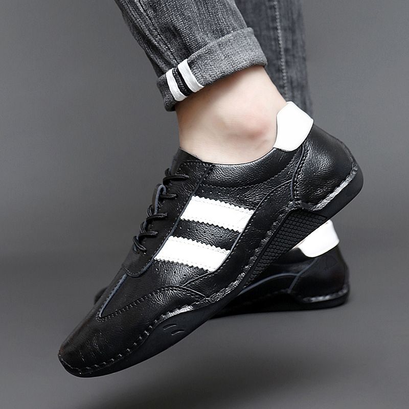 Geeignet für alle Jahreszeiten Rindsleder-Loafer Herbst Britischer Stil Lässige Slip-On-Schuhe aus weichem Leder Octopus Driving Shoes Herren_voghion.com