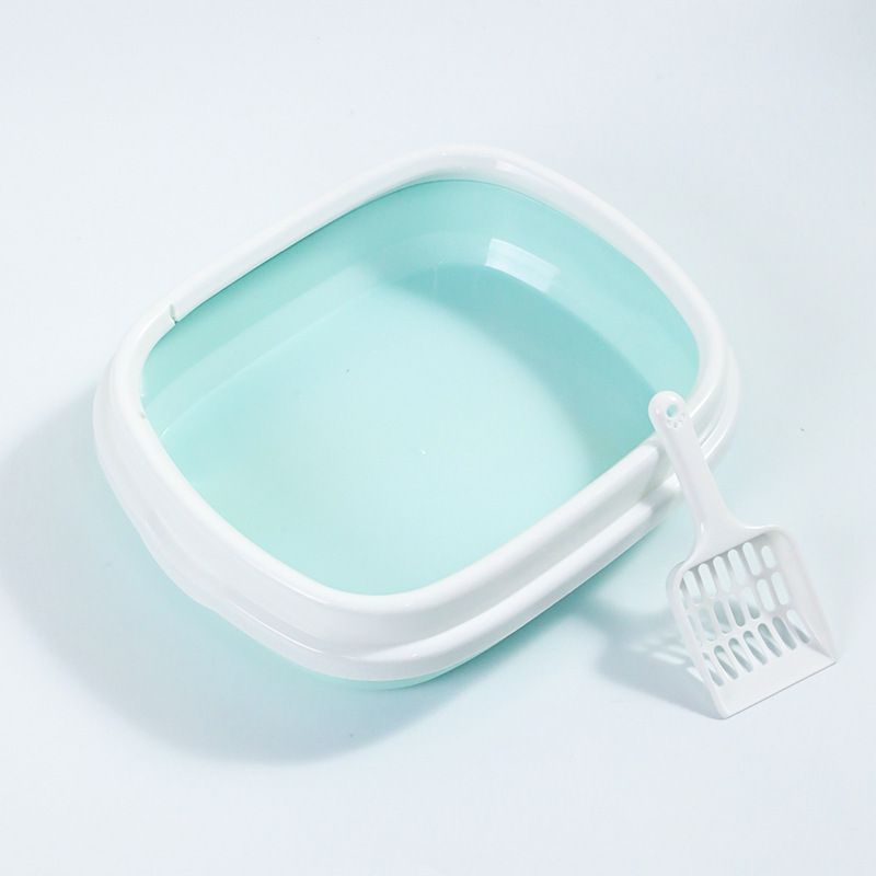 Grote halfgesloten kattenbak met anti-spatlaag in Scandinavische stijl, kattenbakschep, huisdierbenodigdheden_voghion.com