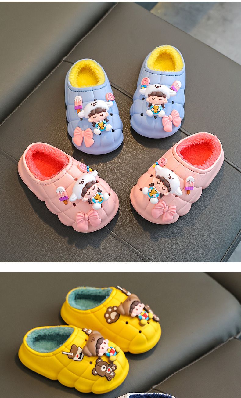 Pantofole per bambini foderate in pile per mamma e bambini - Pantofole invernali antiscivolo per bambini piccoli e ragazzi (da 1 a 11 anni) - Impermeabili e calde per interni ed esterni_voghion.com