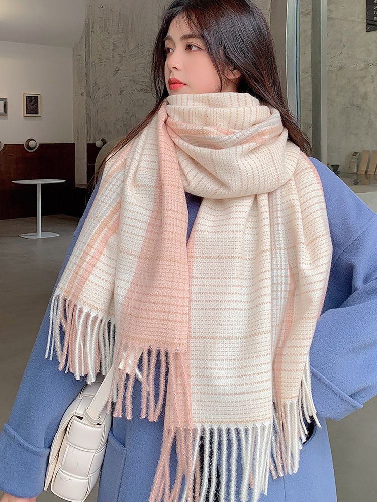 Donna a quadri in inverno, versione coreana di alta gamma, nuovo articolo autunno inverno, scialle in imitazione cashmere, versatile, spesso_voghion.com