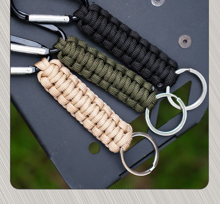 Portachiavi intrecciato fatto a mano con moschettone in paracord a sette fili, per escursionismo, campeggio, picnic e sopravvivenza_voghion.com