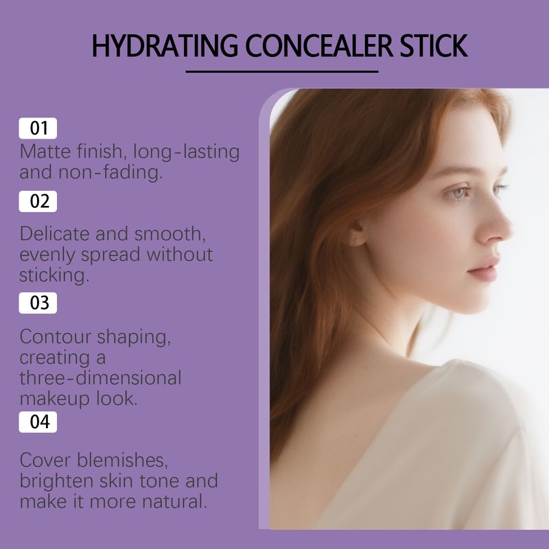 Zephoco Elfenbeinweißer Concealer, natürlich feuchtigkeitsspendend, leicht, für das Gesicht, Highlighter-Kontur, lang anhaltender Make-up-Stick_voghion.com