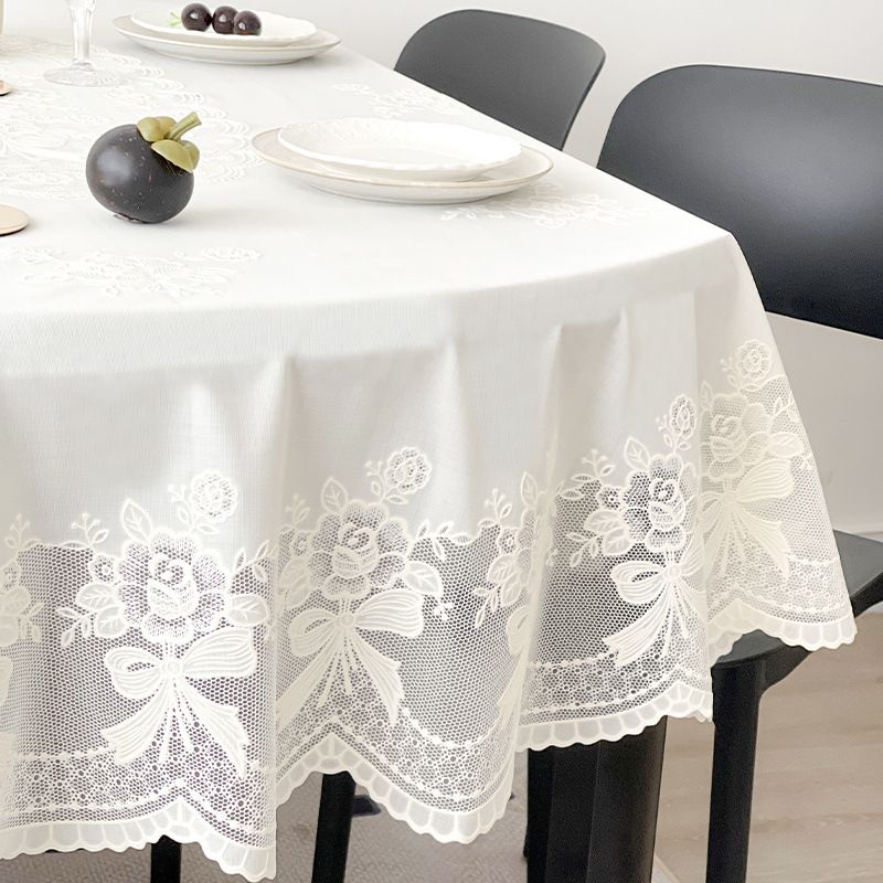 Nappe ovale rectangulaire en dentelle PVC résistante à l'huile et à l'eau_voghion.com
