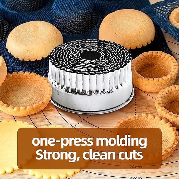 ROUND STAINLESS STEEL COOKIE CUTTERS, Fluted Cookie Cutters, Round Metal Baking Rings For Pastry, Biscuits&Dough Cutting, Multimary Round Biscuits Mold_voghion.com