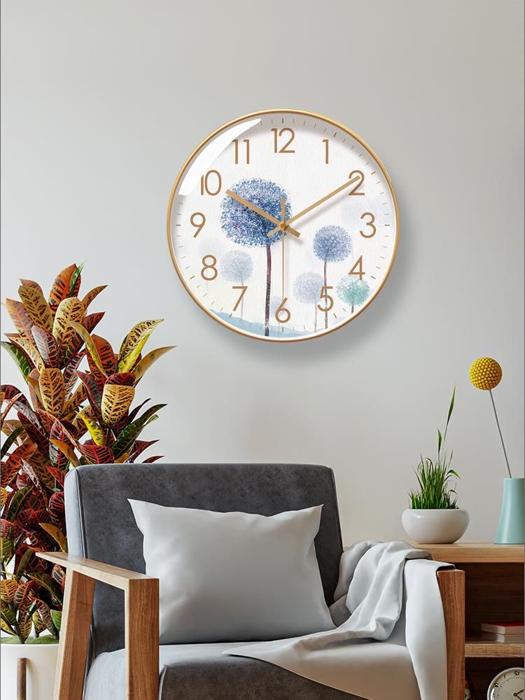 Orologio al quarzo silenzioso con secondi continui, stile pastorale, semplice, da parete, con fiore di tarassaco, Yipula 6260_voghion.com