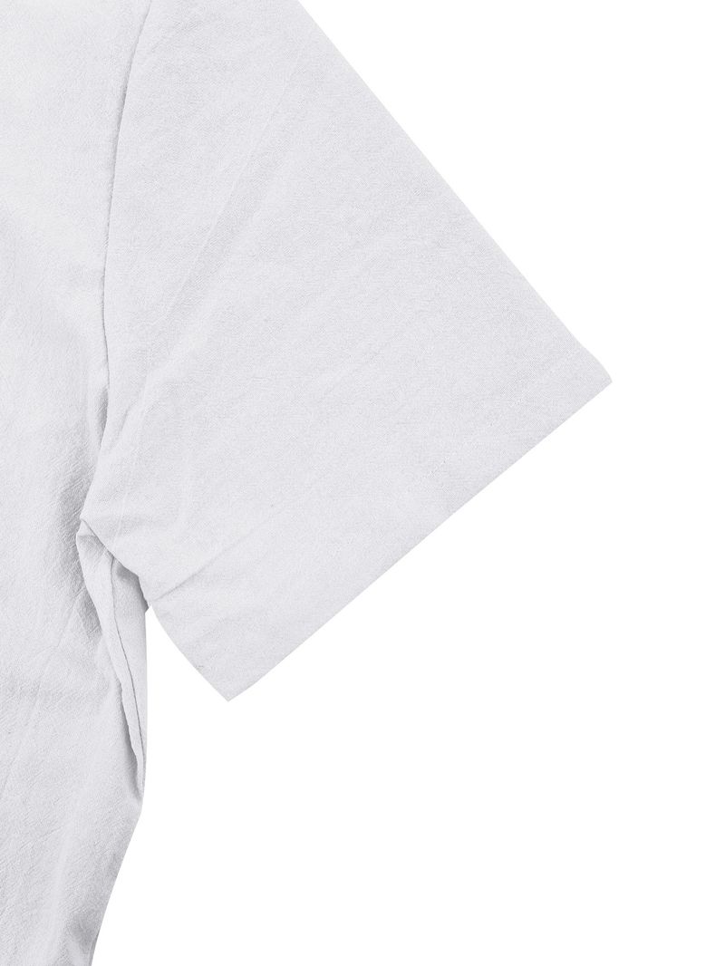 Camicia da uomo in lino a maniche corte con bottoni - Camicia casual estiva traspirante con taschino sul petto, comoda ed elegante per l'uso quotidiano_voghion.com