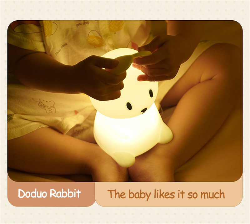 LED Night Light cute Rabbit Animal Cartoon Silicone Lamp Dimmable USB Rechargeable For Children kids bedroom gift Sleeping light_voghion.com