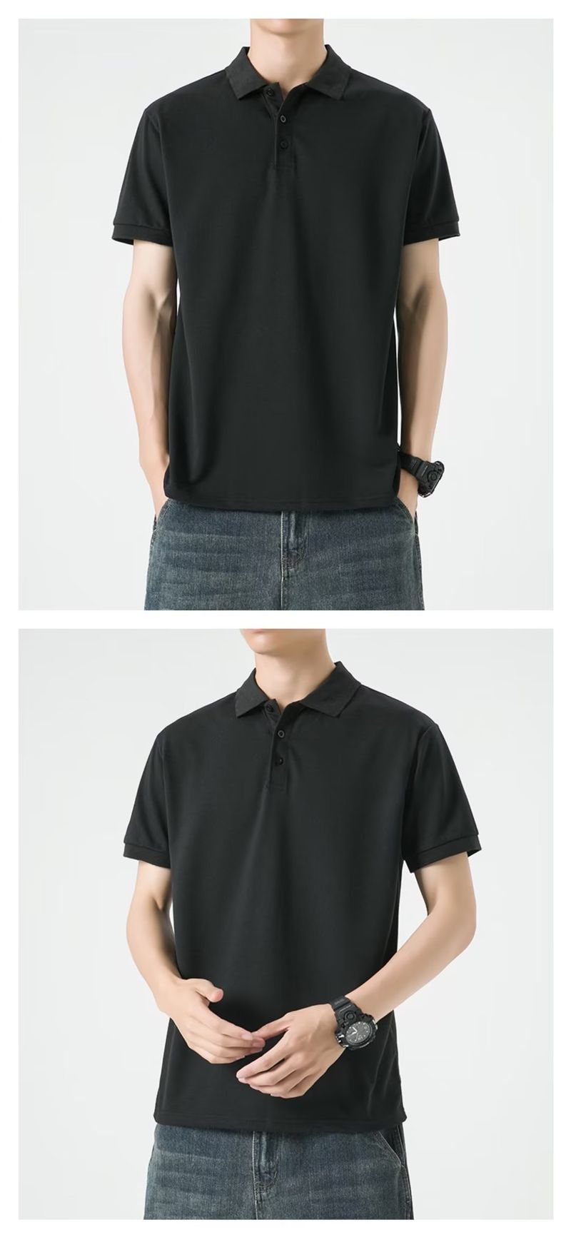 Men’s Slim-Fit Polo Shirt – Breathable Mesh & Pique Cotton, Short Sleeve, Elastic Cuff (Casual, Moisture-Wicking, Sizes M-4XL, Wrinkle-Free)_voghion.com