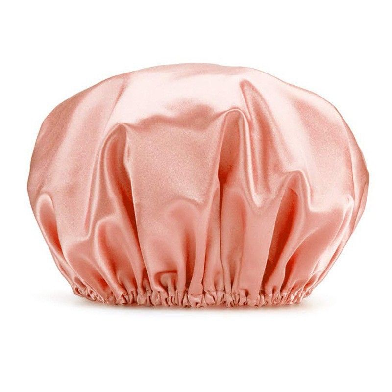 Waterdichte douchekap voor dames - herbruikbare dubbellaagse haarbescherming (elastisch en verstelbaar, universele pasvorm voor baden, zwemmen en spa)_voghion.com
