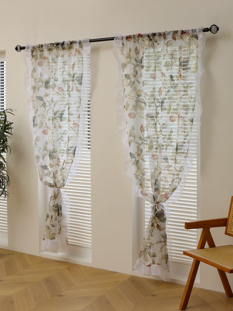 Tende da caffè in pizzo floreale bianco, stile rustico, con finiture traforate all'uncinetto, semi-trasparenti, stile vintage, per cucina e camera da letto._voghion.com