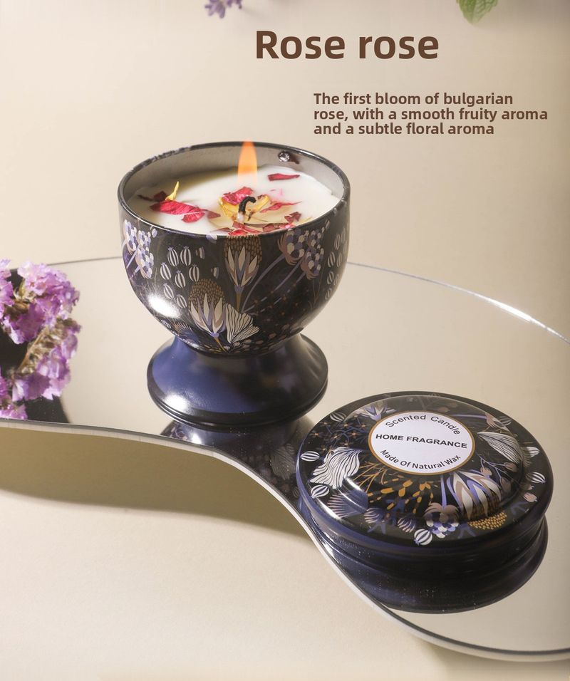 Taça Transfronteiriça com Flores Secas, Lembrancinha de Casamento, Presente de Aniversário, Vela Aromática com Fragrância Floral - Atacado_voghion.com