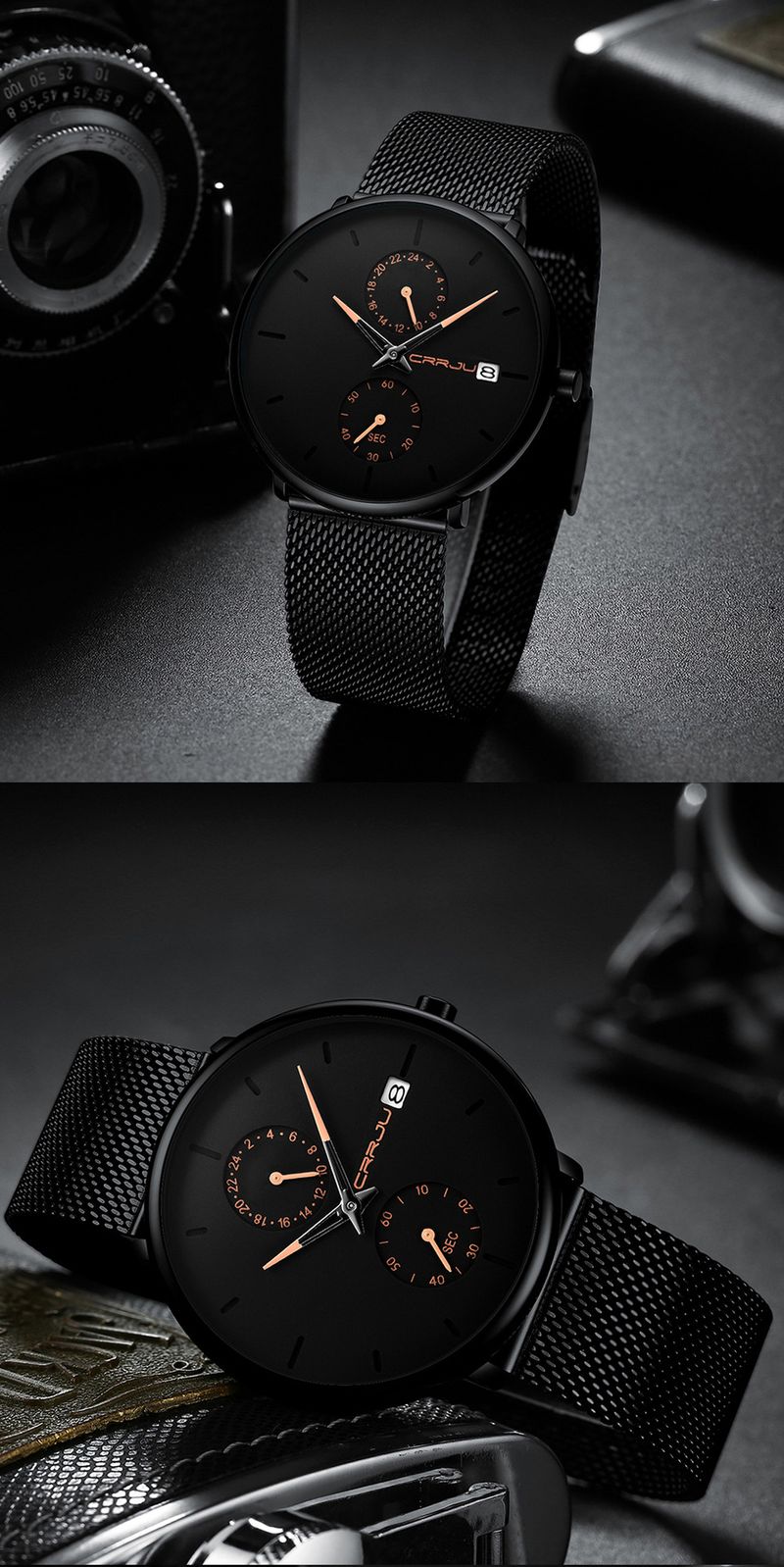 Men's And Women's Fashion Waterproof Round Mesh Strap Watch With Date Display, Casual Quartz Watch For Everyday Wear_voghion.com